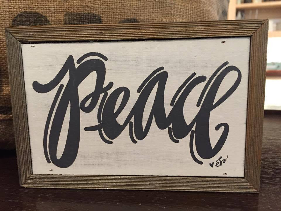 peace barn wood box sign