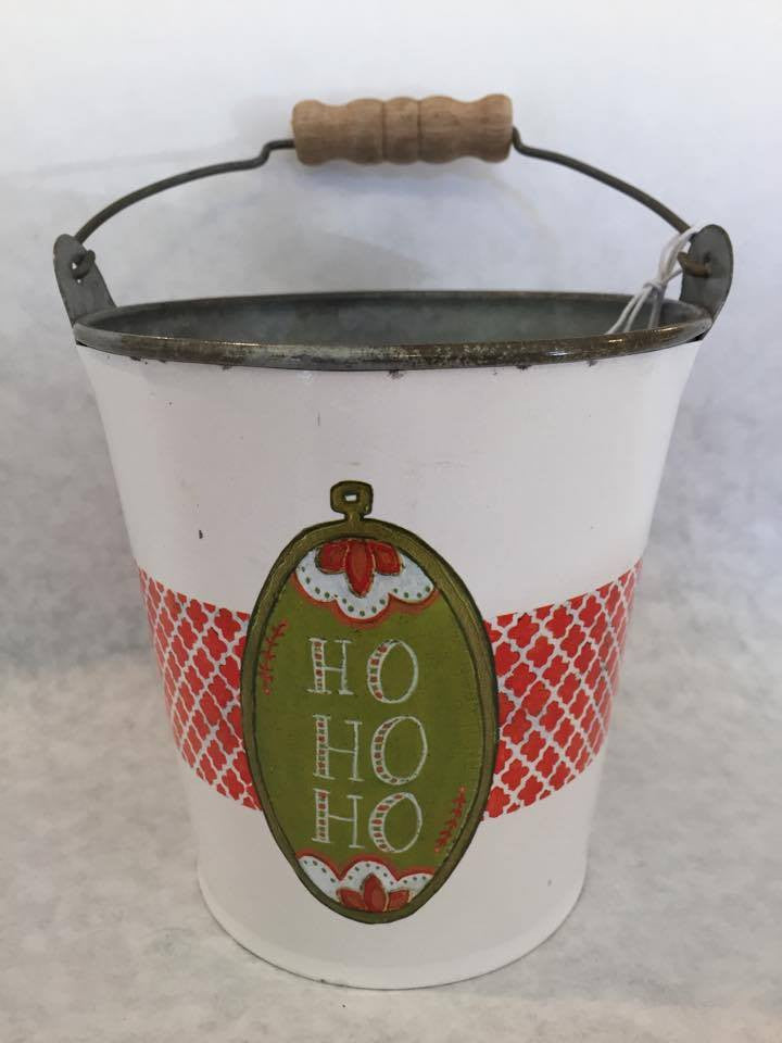 tin holiday bucket- ho ho ho