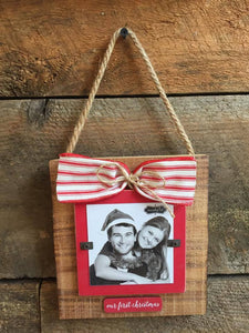 wooden hanging frame- our first christmas