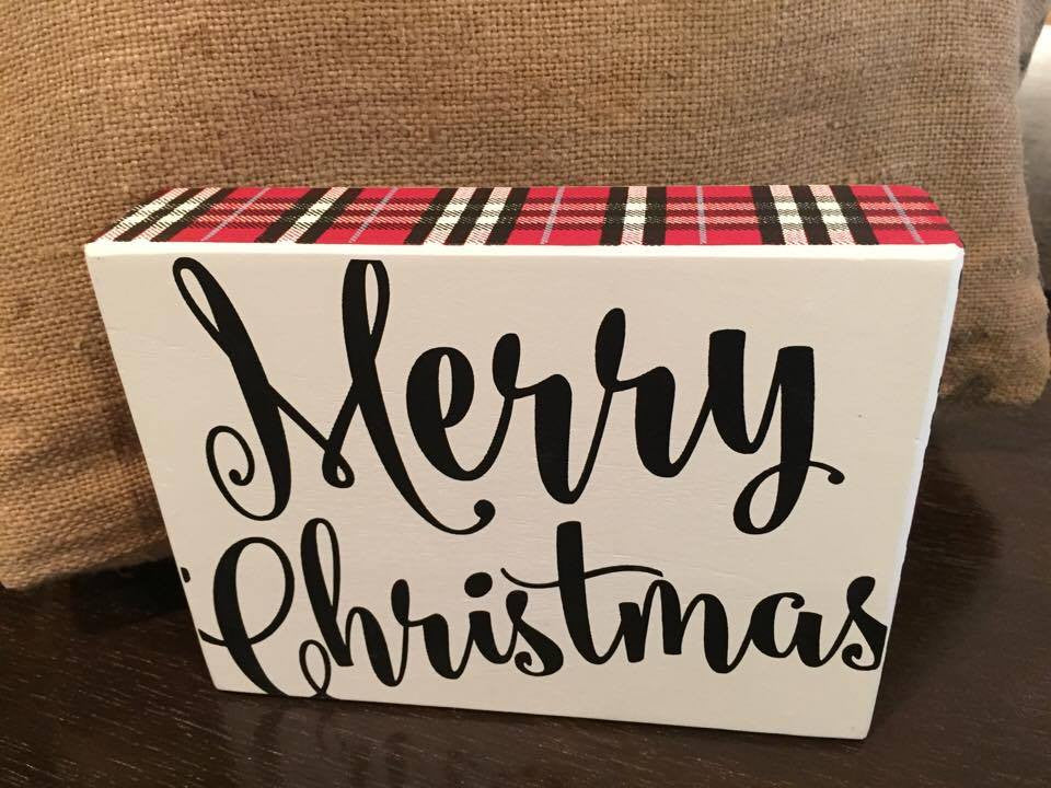 merry Christmas wooden box sign
