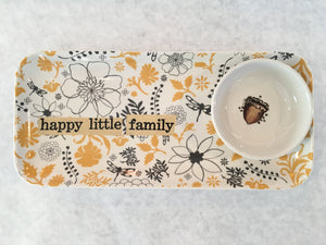 happy little family ceramic tray & bowl