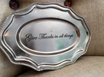 give thanks in all things antique pewter tray
