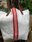 paris flower market bag, small, red stripe