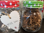 european jelly jars with polka dot lids