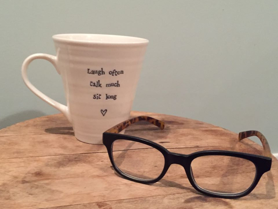 mug & box- laugh often, talk much, sit long